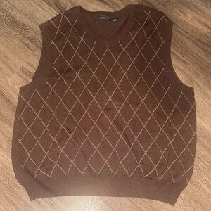 Saddlebred 100 % Cotton Brown Argyle Sweater Vest Size XL